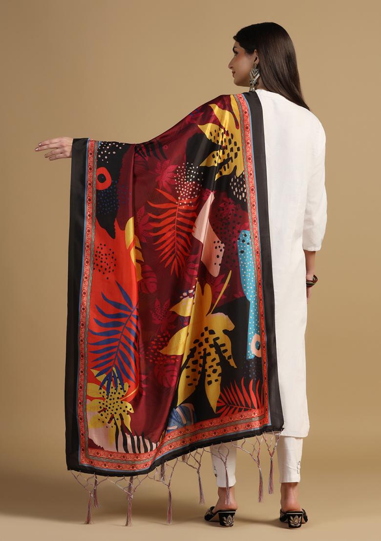 Multi Abstract Print Art Silk Dupatta