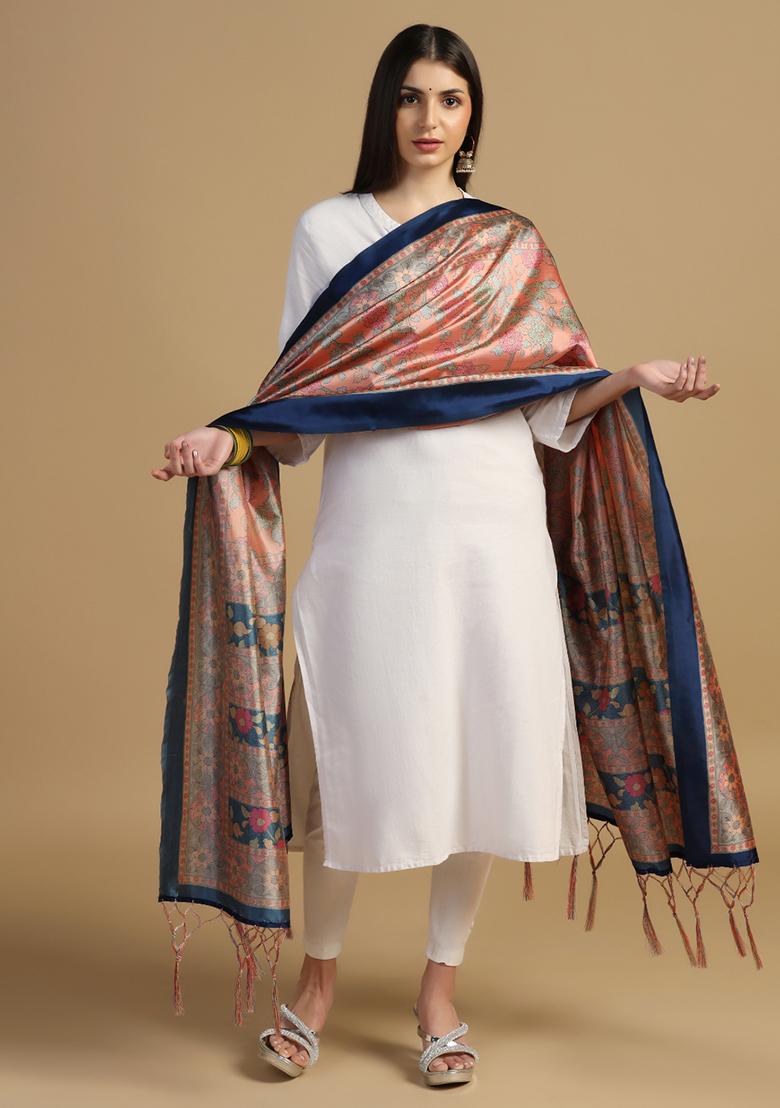 Green Abstract Print Art Silk Dupatta