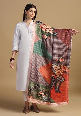 Multi Embroidered Chinnon Dupatta