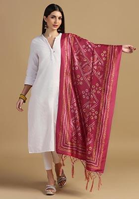 Multi Embroidered Silk Dupatta