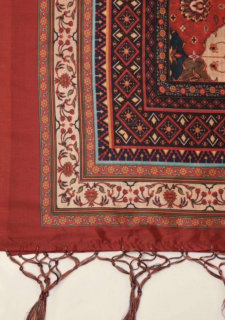 Multi Embroidered Silk Dupatta