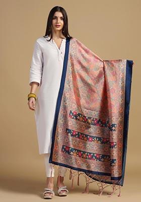 Multi Embroidered Silk Dupatta