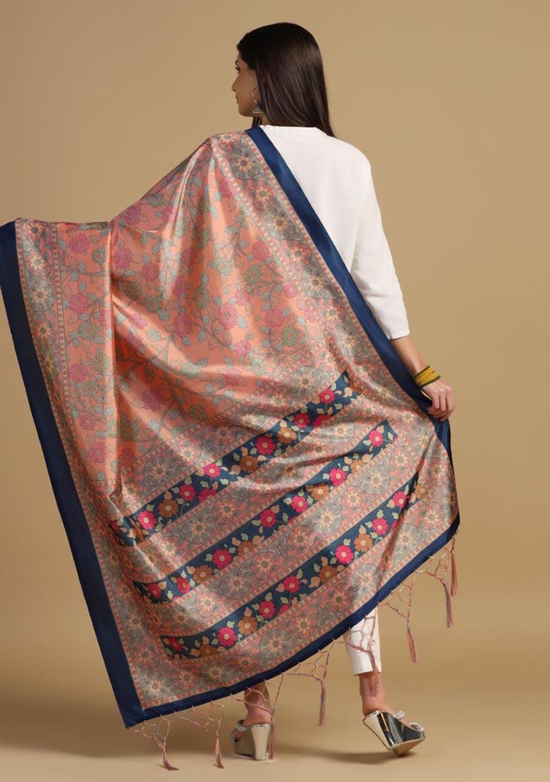 Multi Embroidered Silk Dupatta