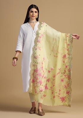 Multi Embroidered Orgenza Dupatta
