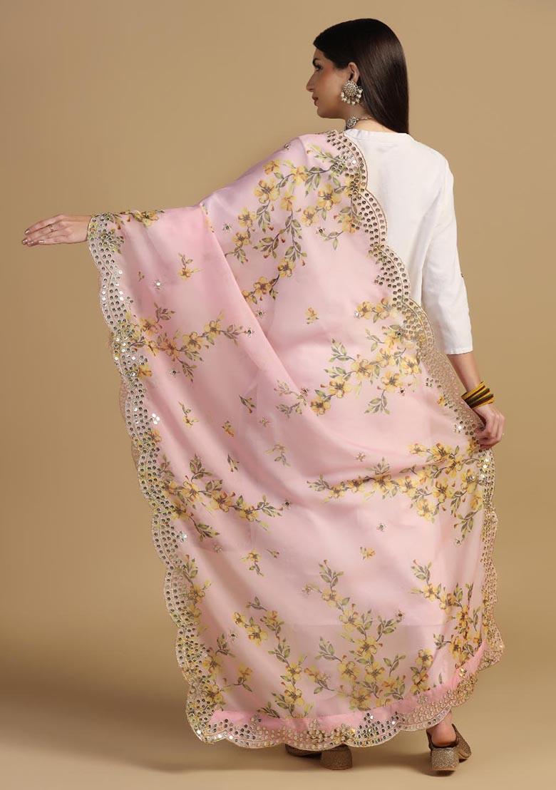 Multi Embroidered Orgenza Dupatta