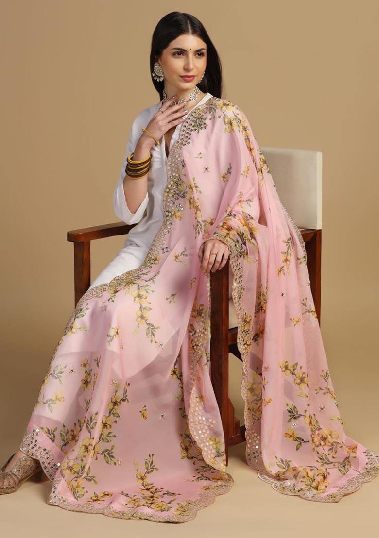Multi Embroidered Orgenza Dupatta
