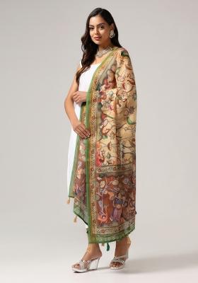 Yellow Digital Print Cotton Dupatta