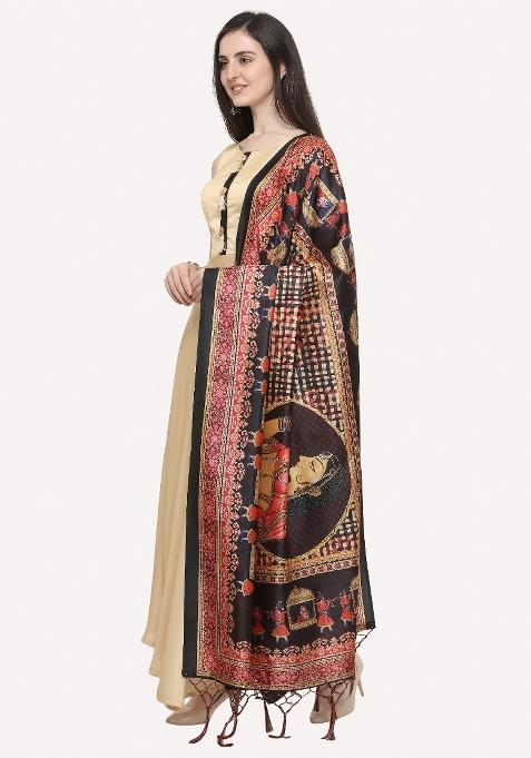 Multi Color Digital Print Silk Dupatta