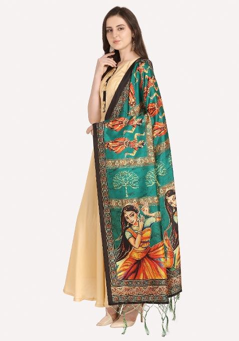 Multi Color Digital Print Silk Dupatta