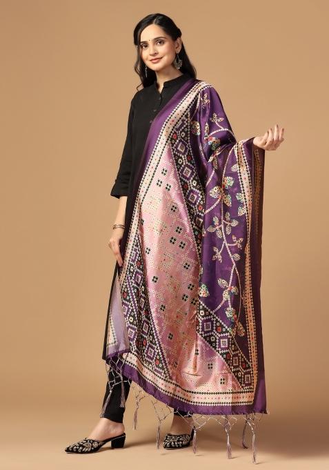 Multi Color Digital Print Silk Dupatta