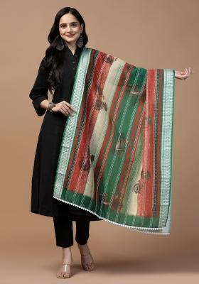 Green Digital Print Cotton Dupatta