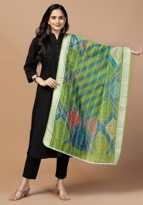 Green Digital Print Cotton Dupatta