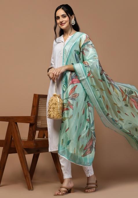 Aqua Digital Print Organza Dupatta