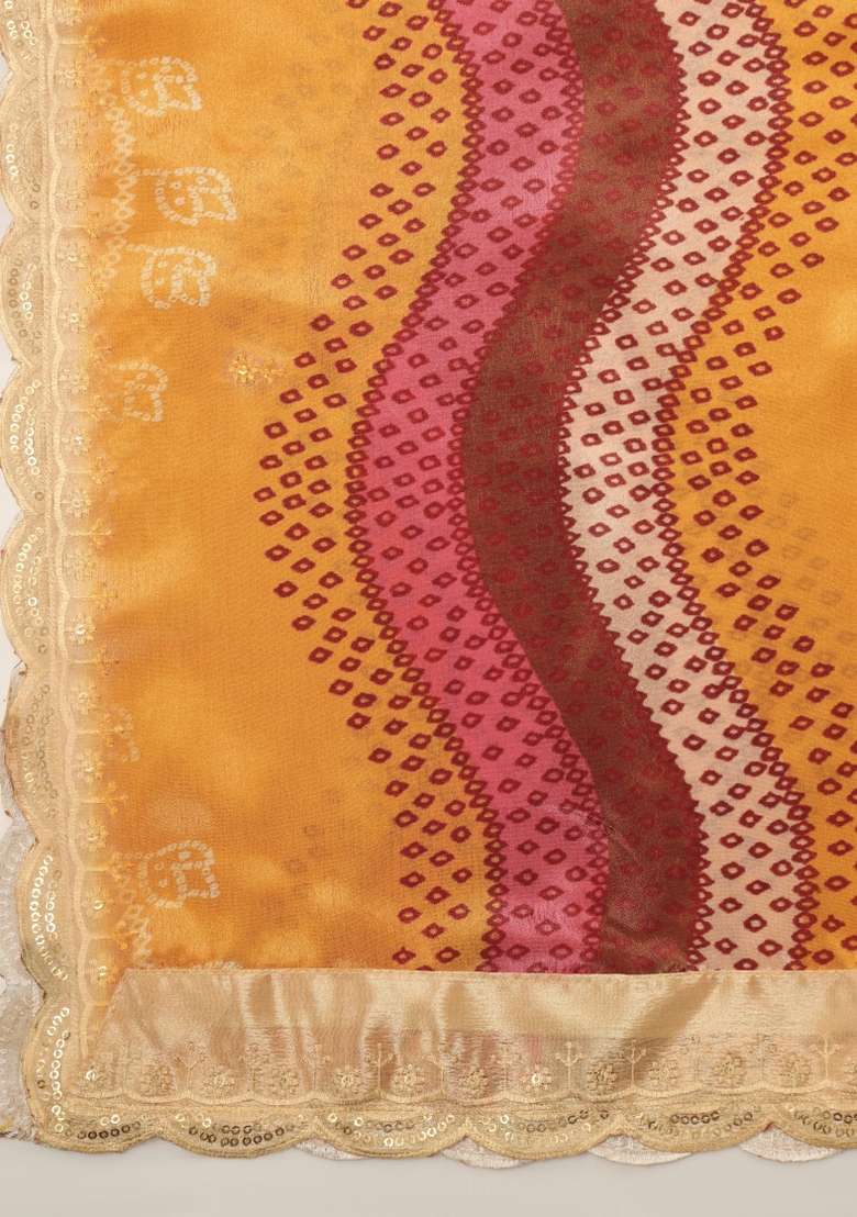 Multi Color Digital Print Chinon Dupatta - Indya