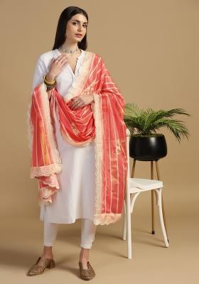 Red Digital Print Chinon Dupatta