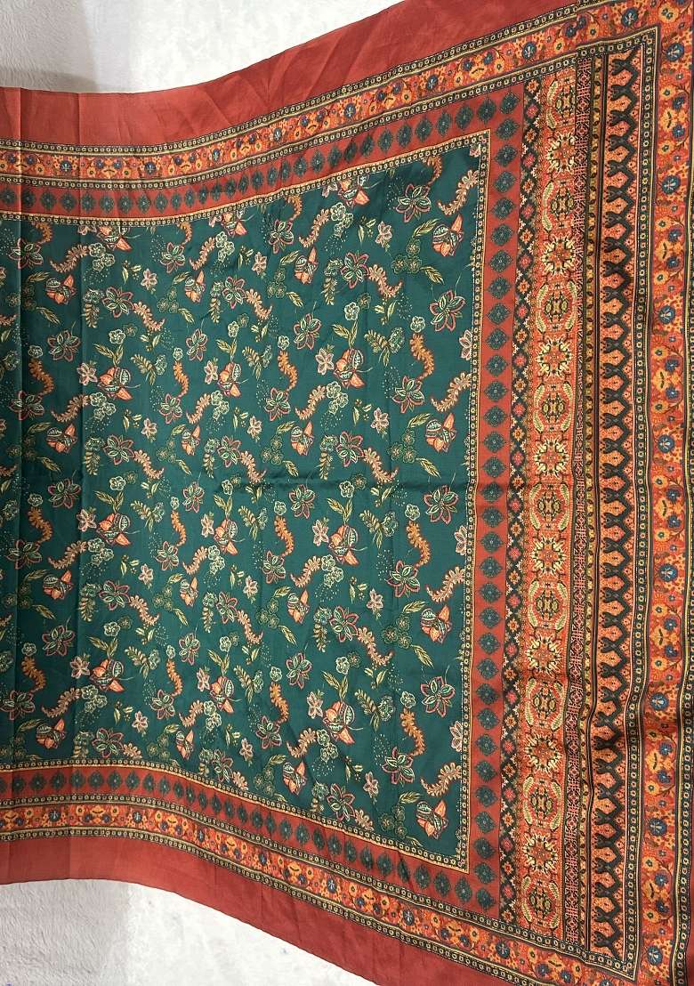 Multi Color Digital Print Silk Dupatta - Indya