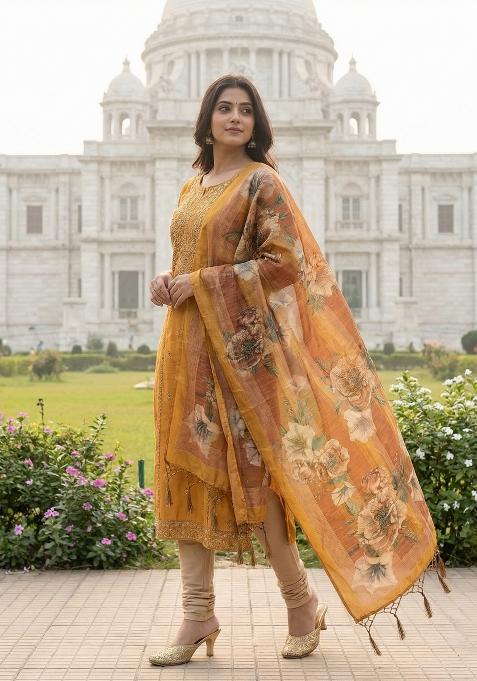 Multi Color Digital Print Silk Dupatta