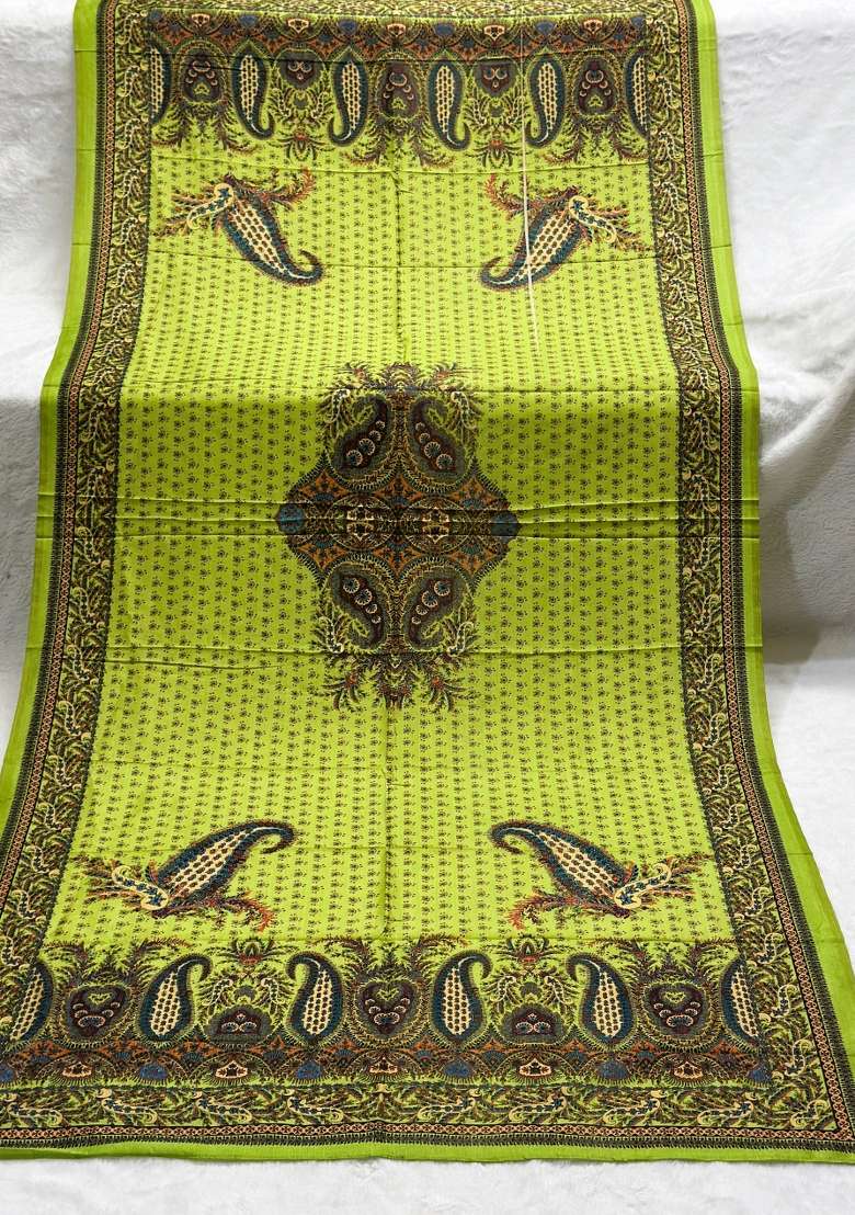 Multi Color Digital Print Silk Dupatta - Indya