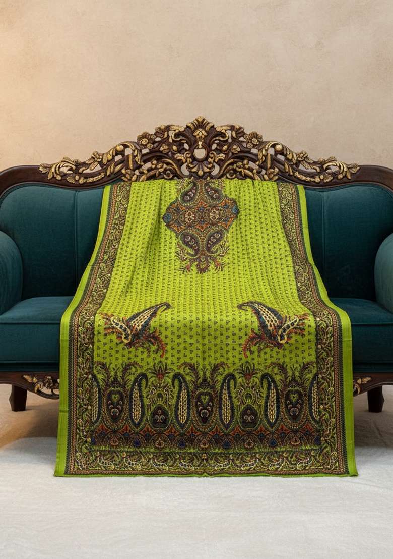 Multi Color Digital Print Silk Dupatta - Indya