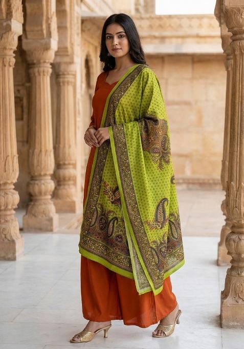 Multi Color Digital Print Silk Dupatta