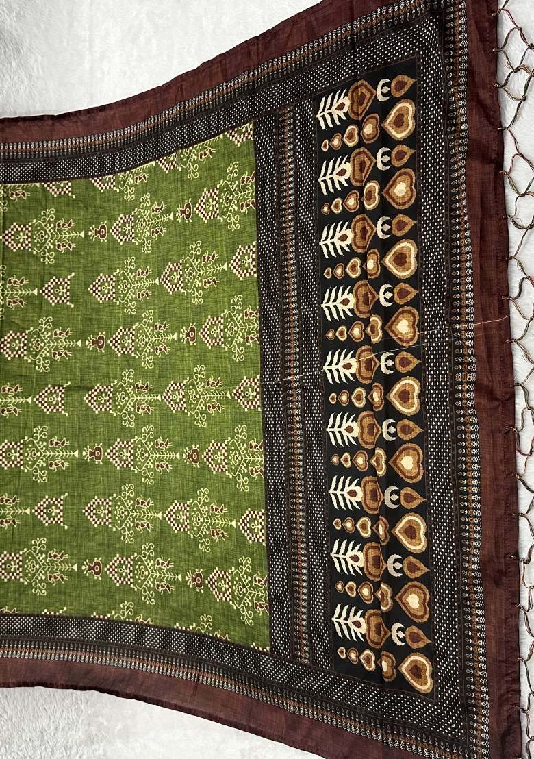 Multi Color Digital Print Silk Dupatta - Indya