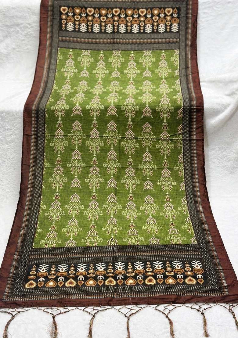 Multi Color Digital Print Silk Dupatta - Indya