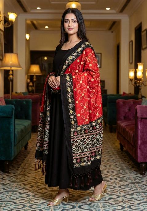 Multi Color Digital Print Silk Dupatta
