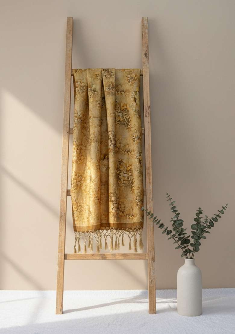 Multi Color Digital Print Silk Dupatta - Indya