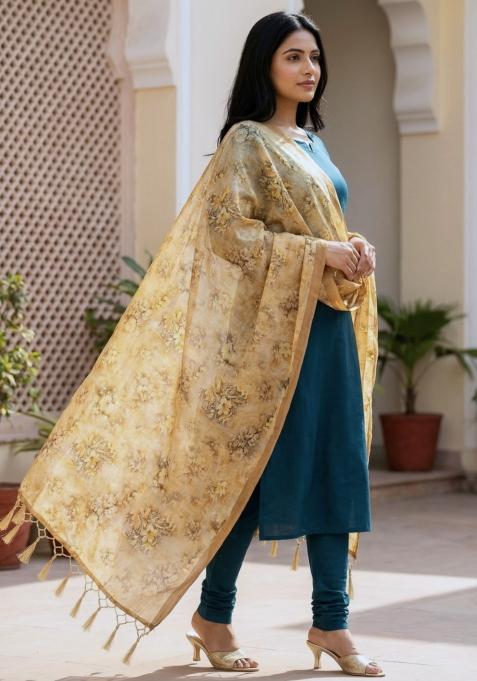 Multi Color Digital Print Silk Dupatta