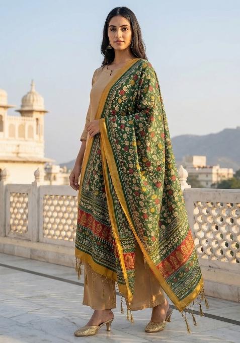 Multi Color Digital Print Silk Dupatta