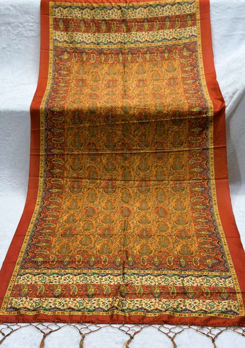 Multi Color Digital Print Silk Dupatta - Indya