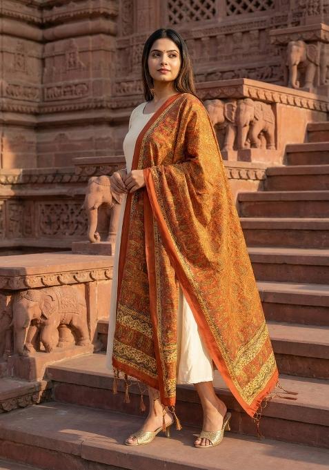 Multi Color Digital Print Silk Dupatta
