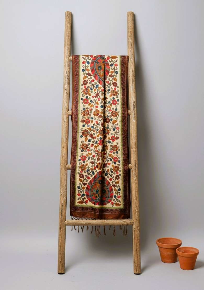 Multi Color Digital Print Silk Dupatta - Indya