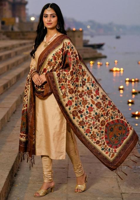 Multi Color Digital Print Silk Dupatta