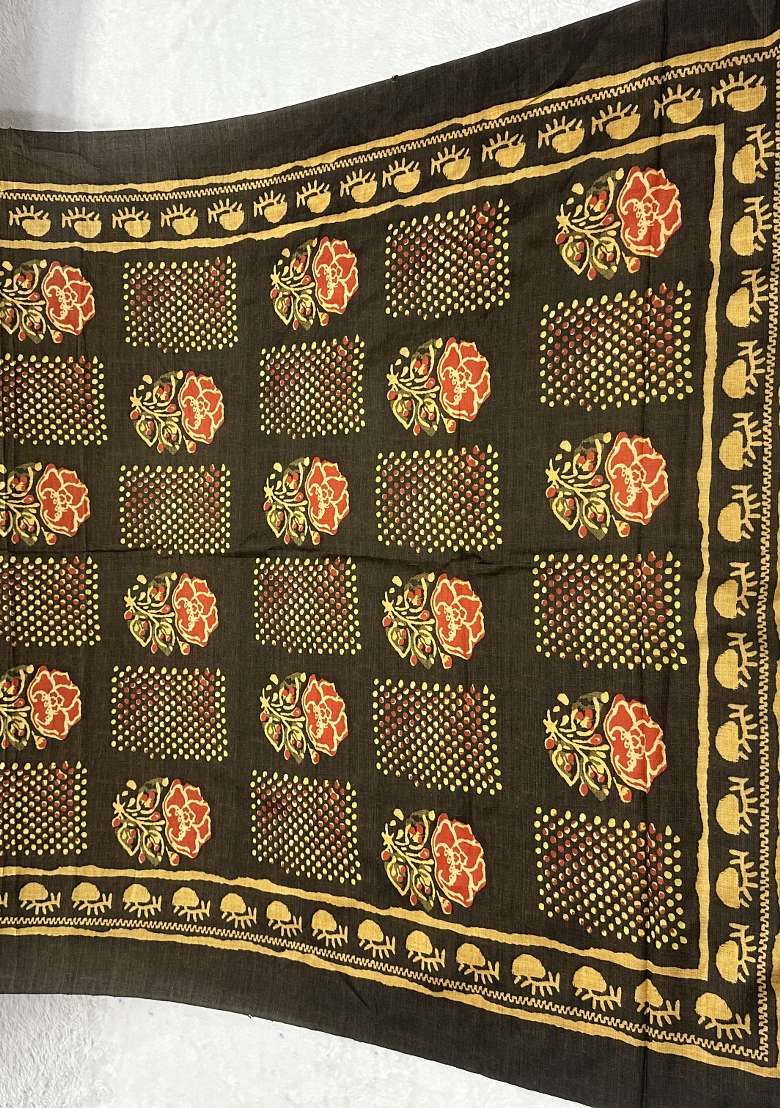 Multi Color Digital Print Silk Dupatta - Indya