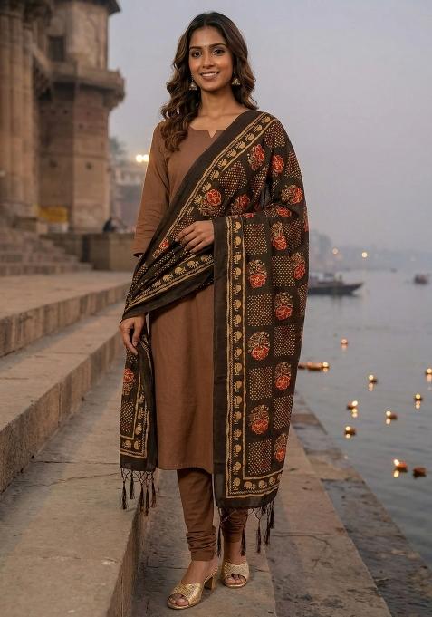 Multi Color Digital Print Silk Dupatta
