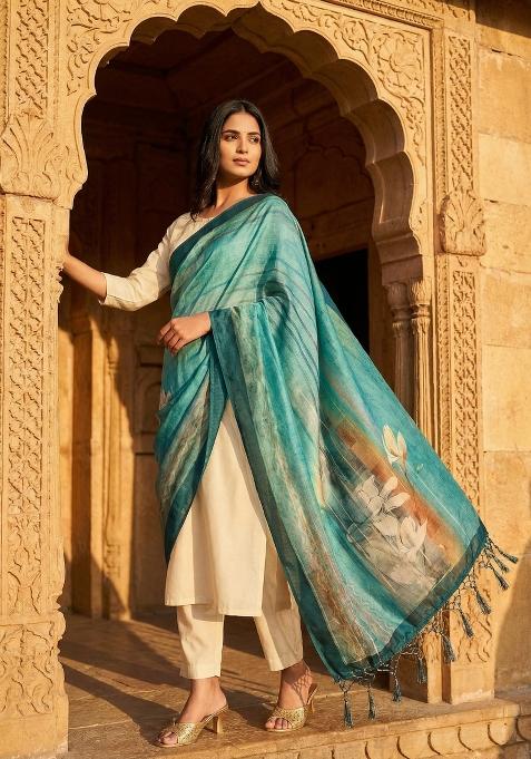 Multi Color Digital Print Silk Dupatta