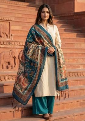 Multi Color Digital Print Silk Dupatta