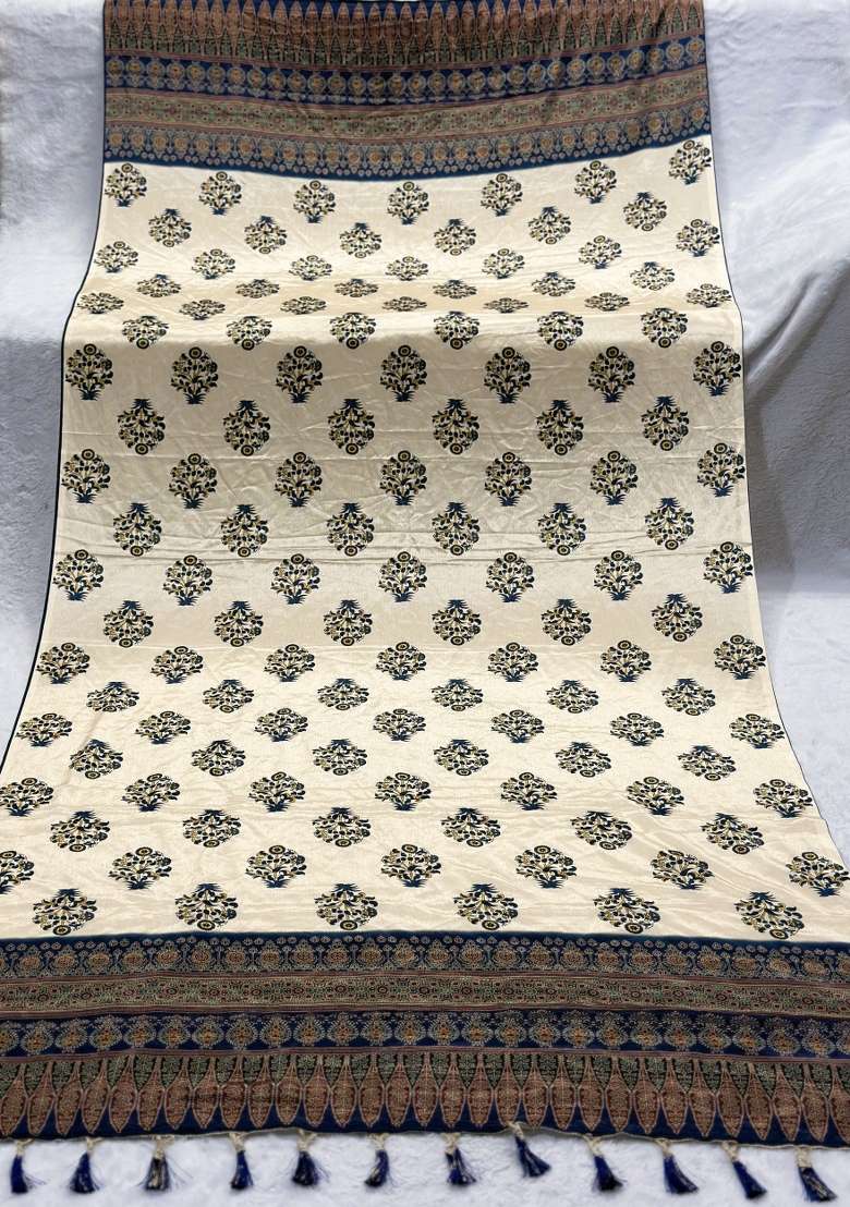 Blue Digital Print Silk Dupatta - Indya