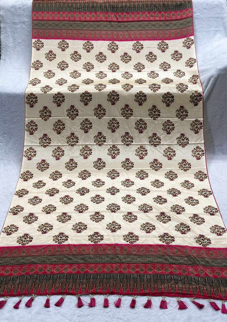 Pink Digital Print Silk Dupatta - Indya