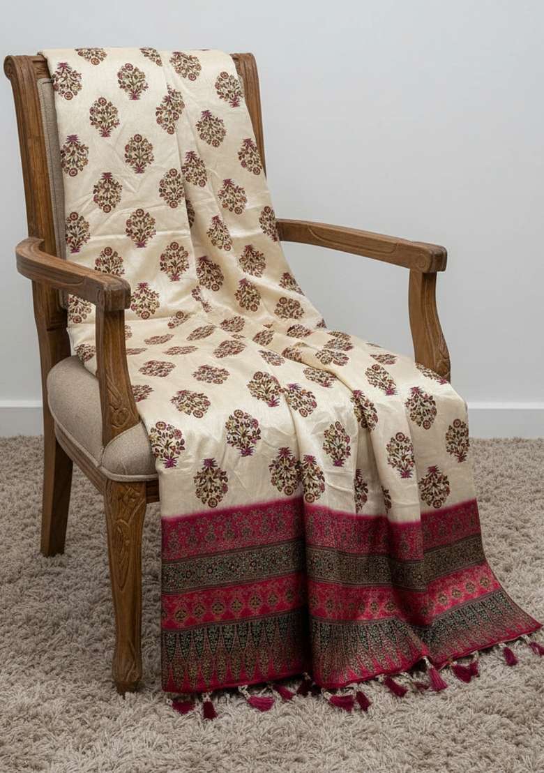Pink Digital Print Silk Dupatta - Indya