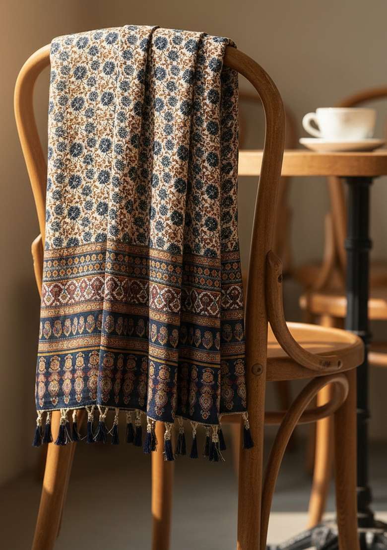 Blue Digital Print Silk Dupatta - Indya