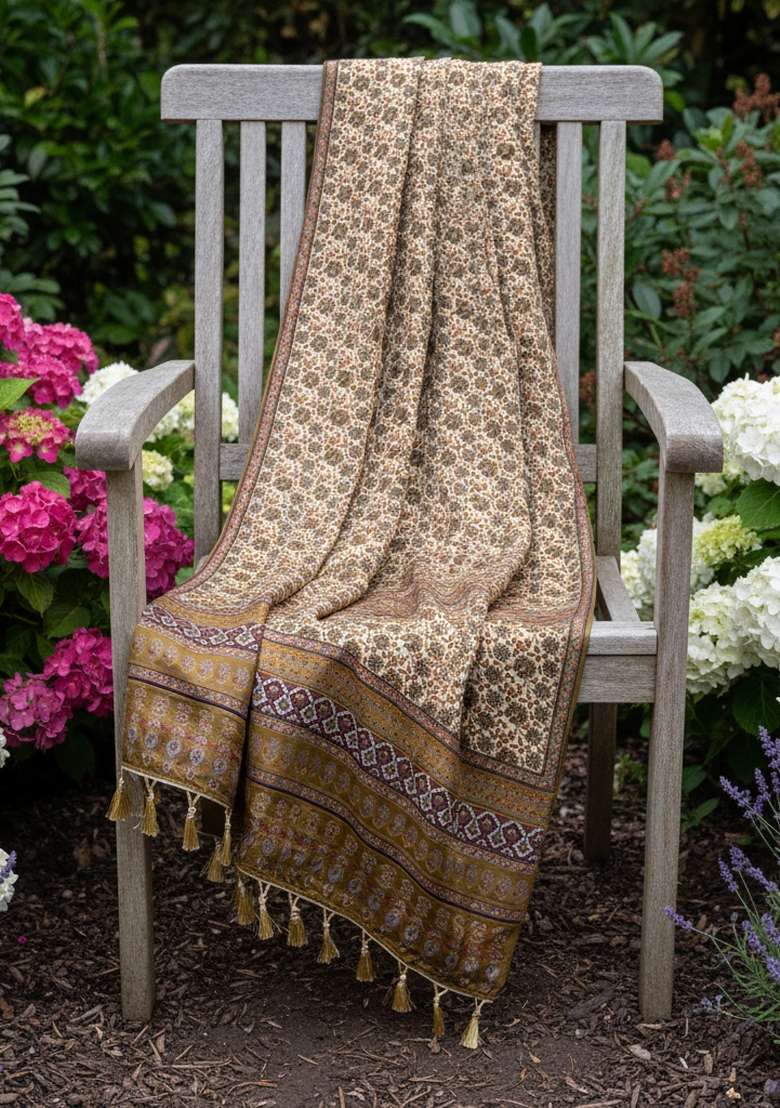 Green Digital Print Silk Dupatta - Indya