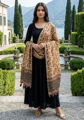 Black Digital Print Silk Dupatta