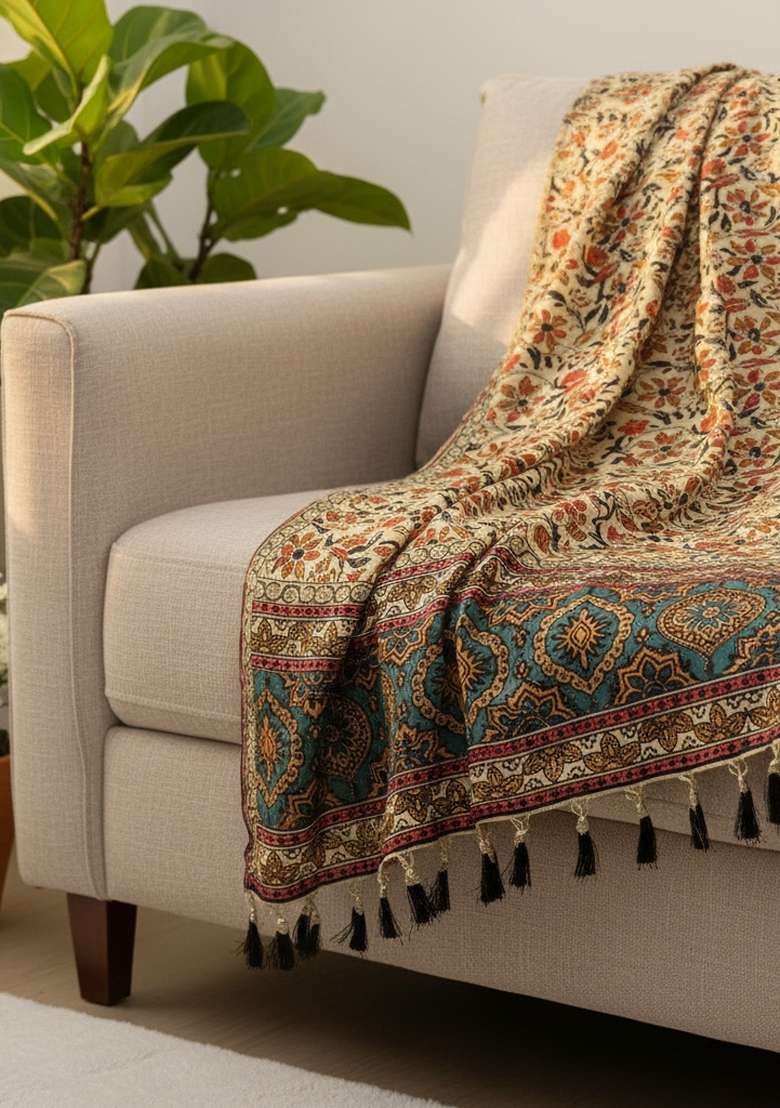 Black Digital Print Silk Dupatta - Indya