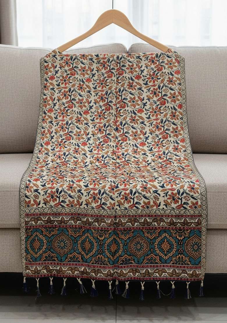 Blue Digital Print Silk Dupatta - Indya