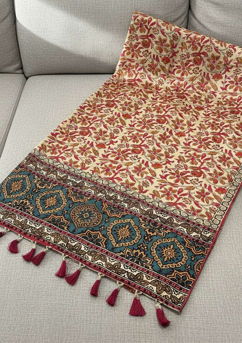 Pink Digital Print Silk Dupatta - Indya