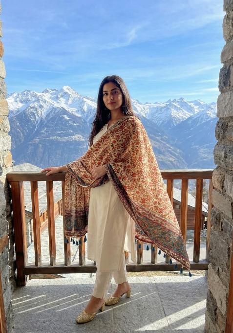 Maroon Digital Print Silk Dupatta