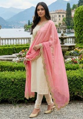 Pink Digital Print Organza Dupatta