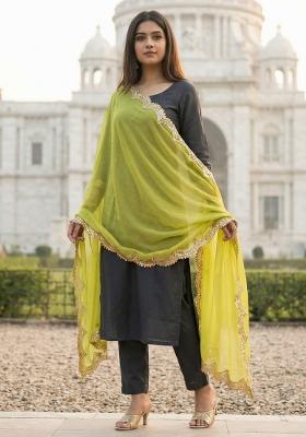 Green Digital Print Organza Dupatta